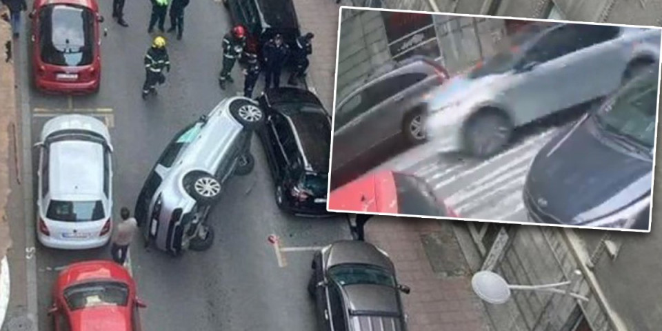 Šokantan snimak udesa u centru Beograda: Džip udara parkirani auto i prevrće se (VIDEO)